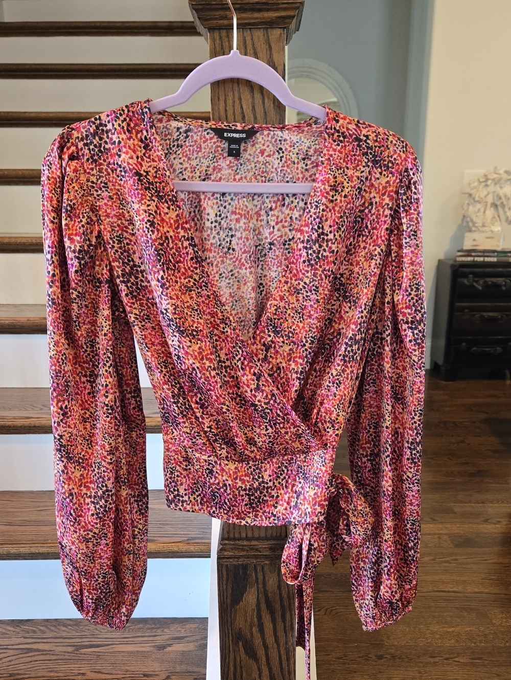 Express Puff Sleeve Wrap Top